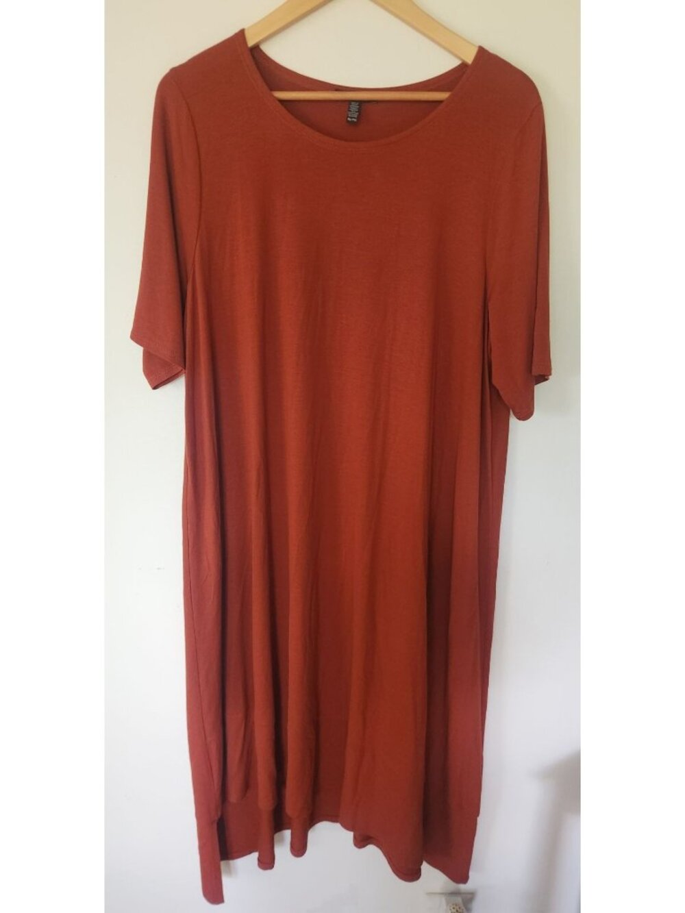 Eileen Fisher Women's Sz. XL Rust Short Sleeve Midi Hi Low Dress